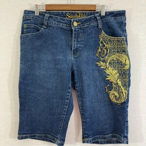 South Pole Embroidered Bermuda Denim Shorts Size 18